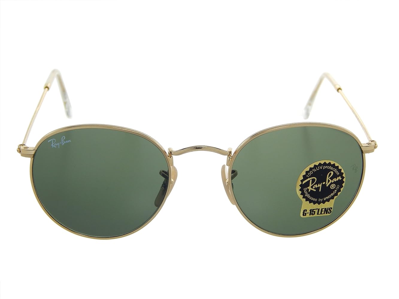 Amazon.com: Ray Ban Round Metal RB3447 001 Gold/Green